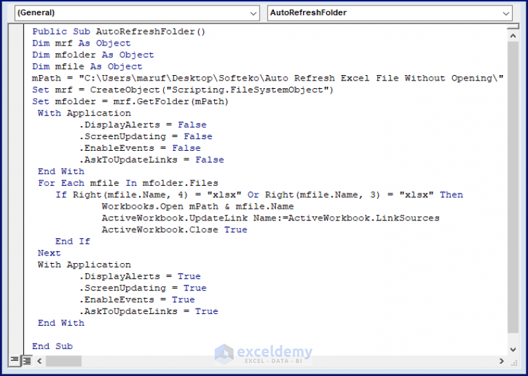 How to Auto Refresh Excel File Without Opening (2 Easy Ways)