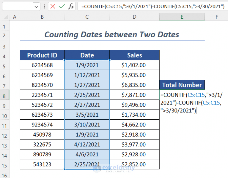 Excel COUNTIF Function with Multiple Criteria & Date Range