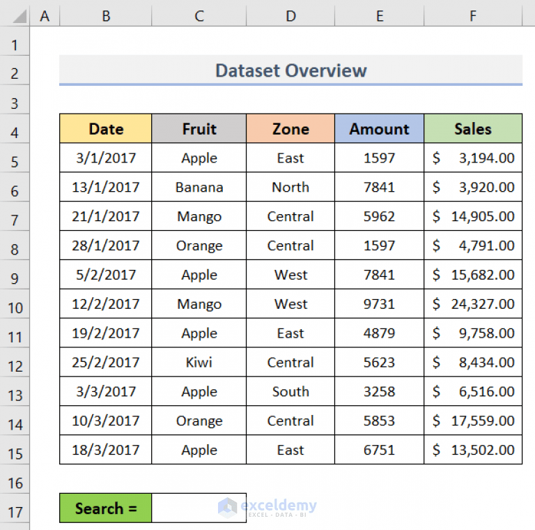 How to Create a Search Box in Excel Without VBA (2 Easy Ways)
