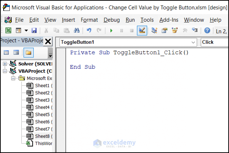 How to Change Cell Value Using Toggle Button in Excel