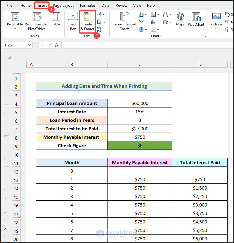 How to Add Date and Time in Excel When Printing (3 Easy Ways)
