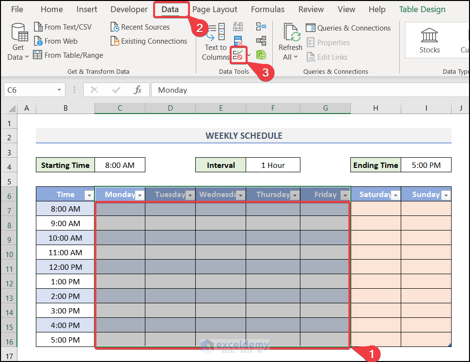 How to Create a Weekly Schedule in Excel (2 Suitable Methods)