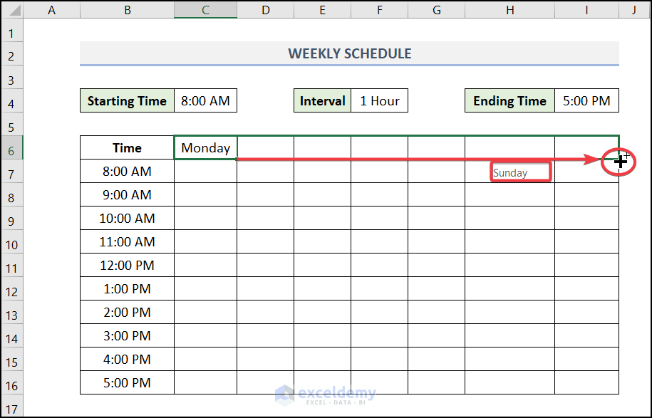 How to Create a Weekly Schedule in Excel (2 Suitable Methods)