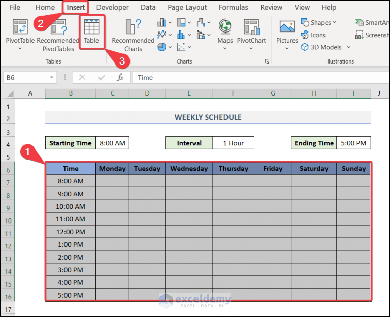 How to Create a Weekly Schedule in Excel (2 Suitable Methods)