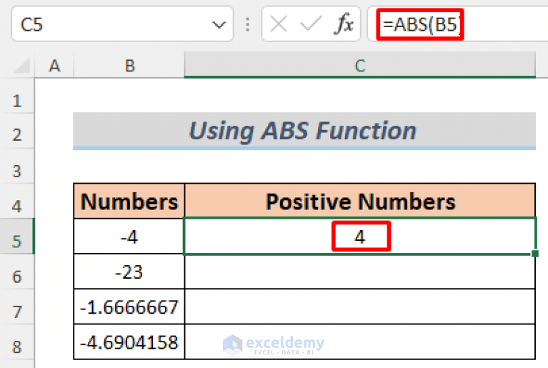 How to Make All Numbers Positive in Excel (11 Effective Methods)