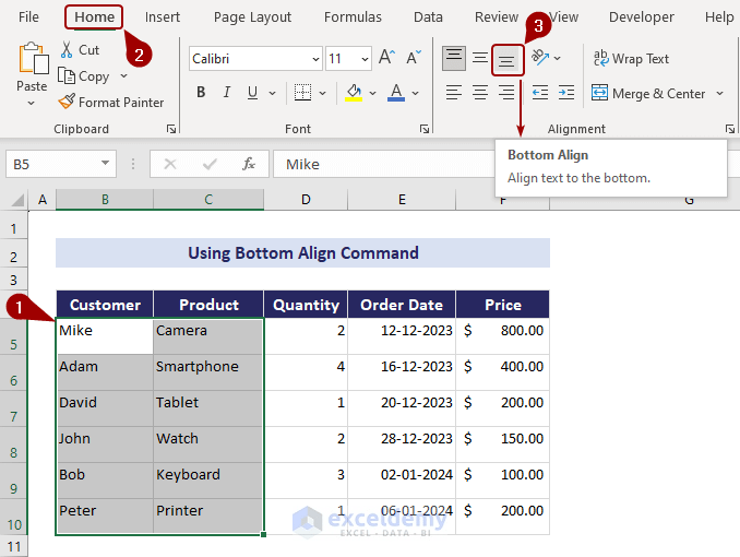How to Bottom Align in Excel (3 Easy Ways) ExcelDemy