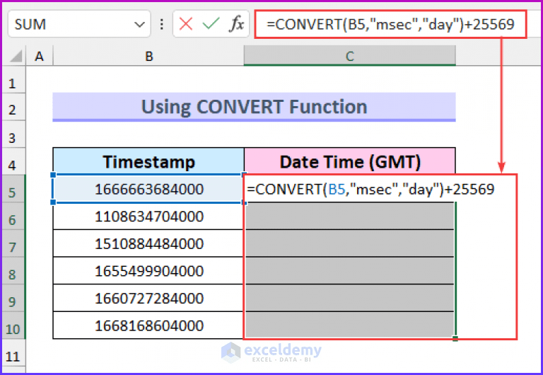 How to Convert 13 Digit Timestamp to Date Time in Excel (3 Ways)