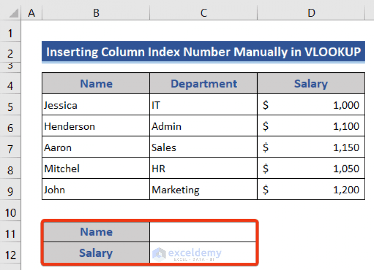 How to Find Column Index Number in Excel VLOOKUP (2 Ways)