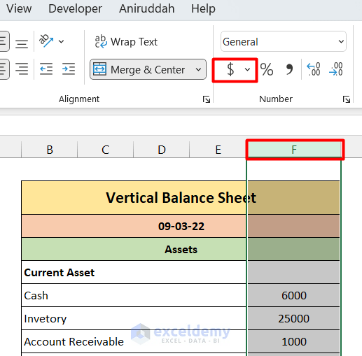 How to Create Vertical Balance Sheet Format in Excel (In 4 Steps)
