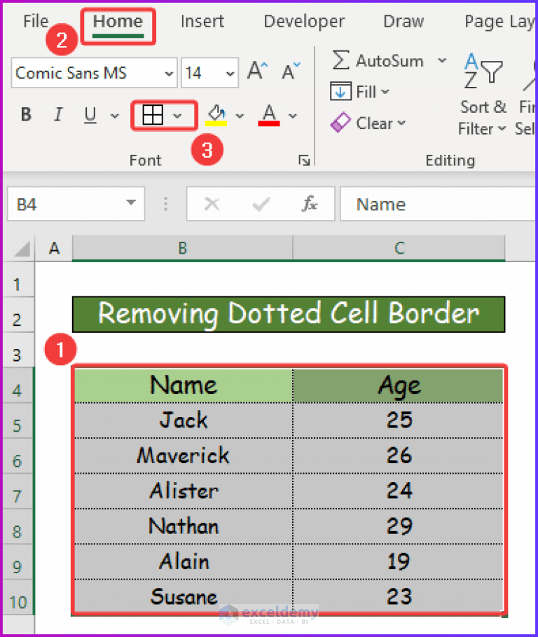 How to Add or Remove Dotted Border in Excel (4 Easy Ways)