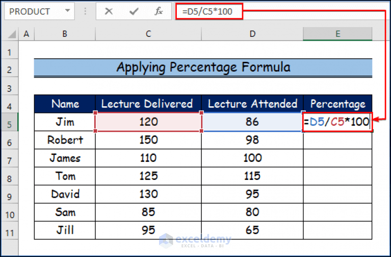 How to Calculate Attendance Percentage in Excel (with Steps)