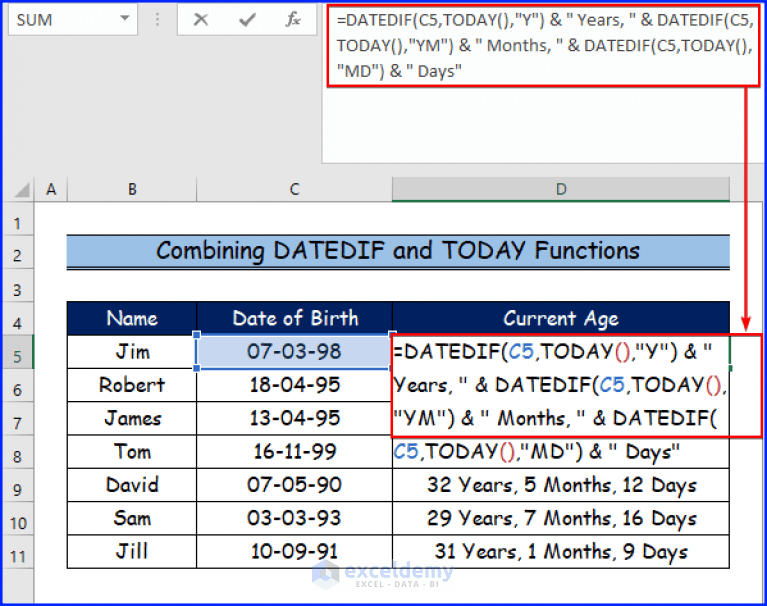 How to Calculate Current Age in Excel (2 Easy Ways) ExcelDemy