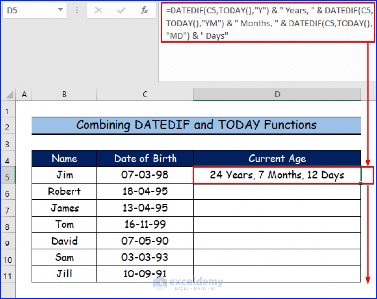How to Calculate Current Age in Excel (2 Easy Ways) ExcelDemy