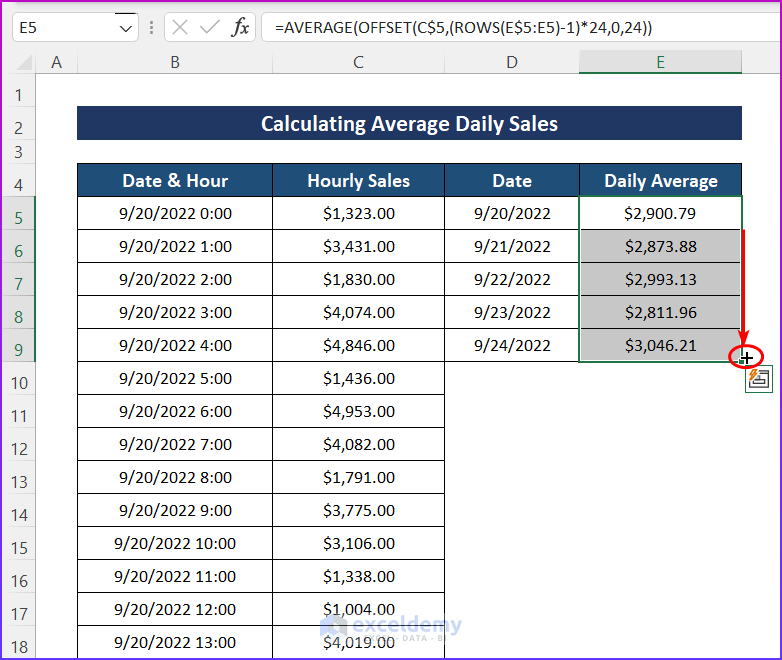 How to Calculate Daily Average in Excel (3 Methods)