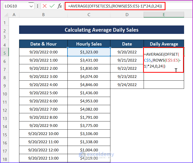 How to Calculate Daily Average in Excel (3 Methods)
