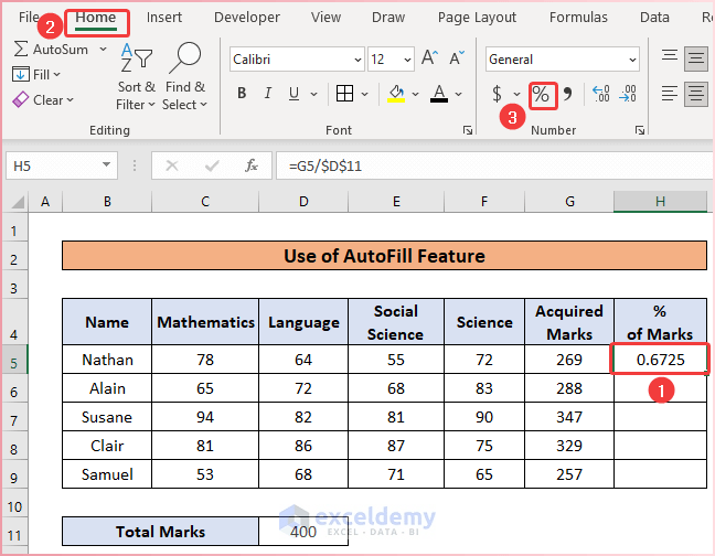 How to Calculate Percentage for Multiple Rows in Excel