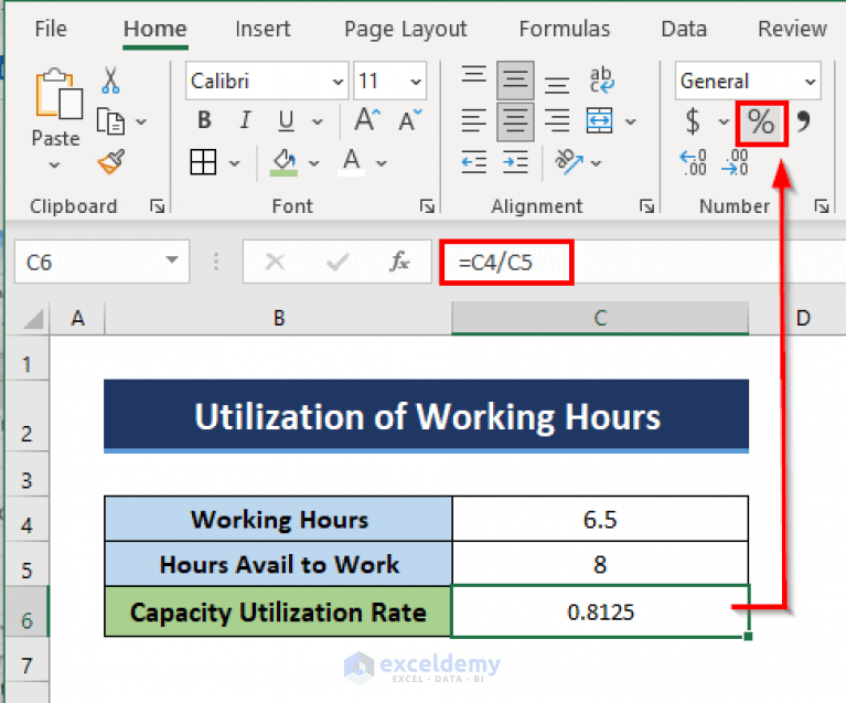 How to Calculate Utilization Percentage in Excel (3 Cases)