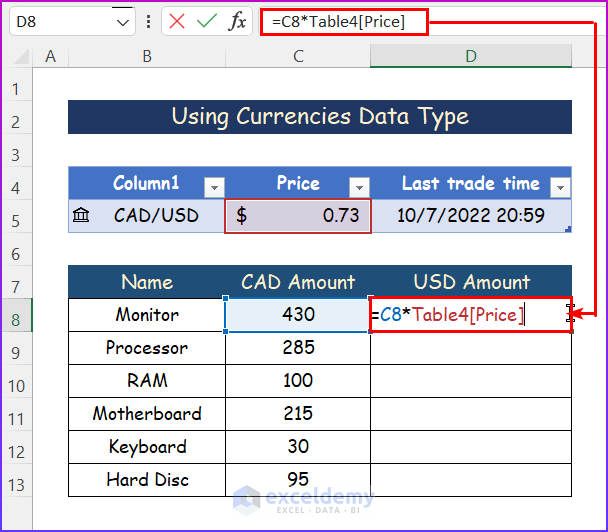 How to Convert CAD to USD in Excel (4 Easy Ways) ExcelDemy