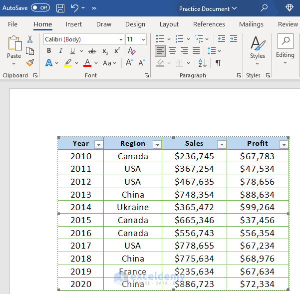 How to Copy Table from Excel to Word (3 Easy Ways) ExcelDemy