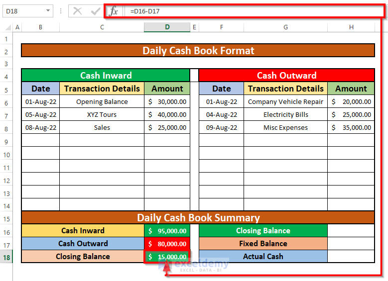 How to Create Daily Cash Book Format in Excel 4 Easy Method