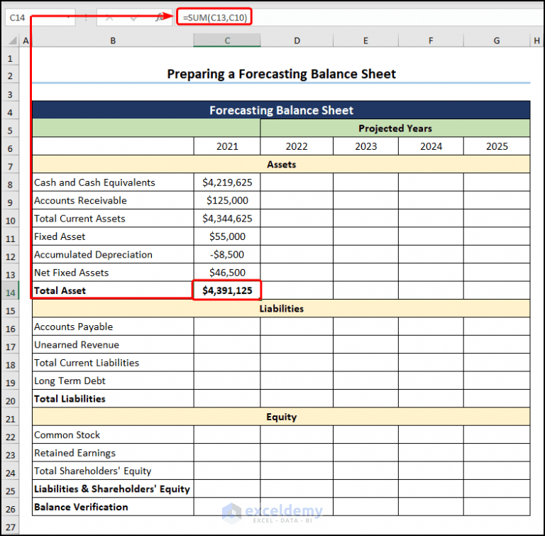 How to Make a Forecasting Balance Sheet in Excel (With 3 Steps)