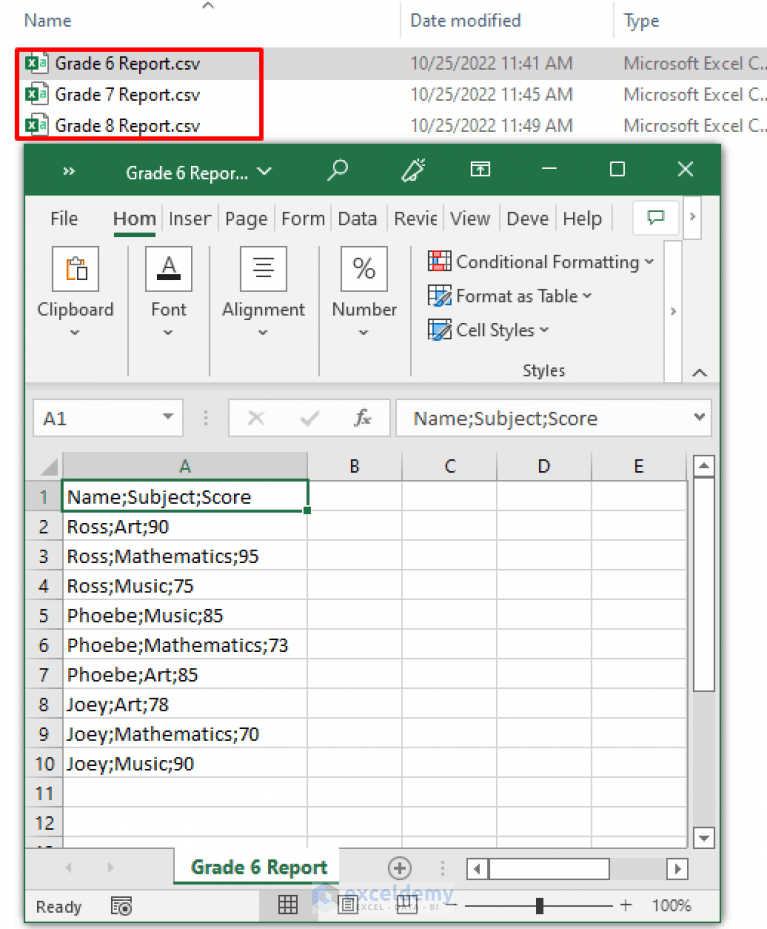 Merge CSV Files into Multiple Sheets in Excel (with Easy Steps)