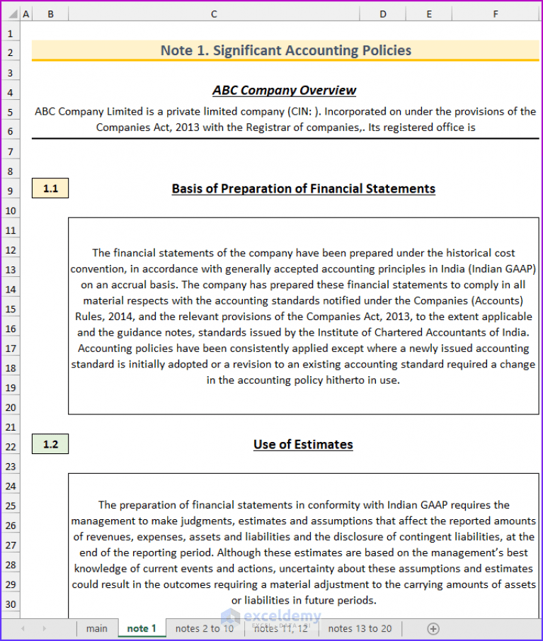 Revised Schedule 3 Balance Sheet Format in Excel with Formula