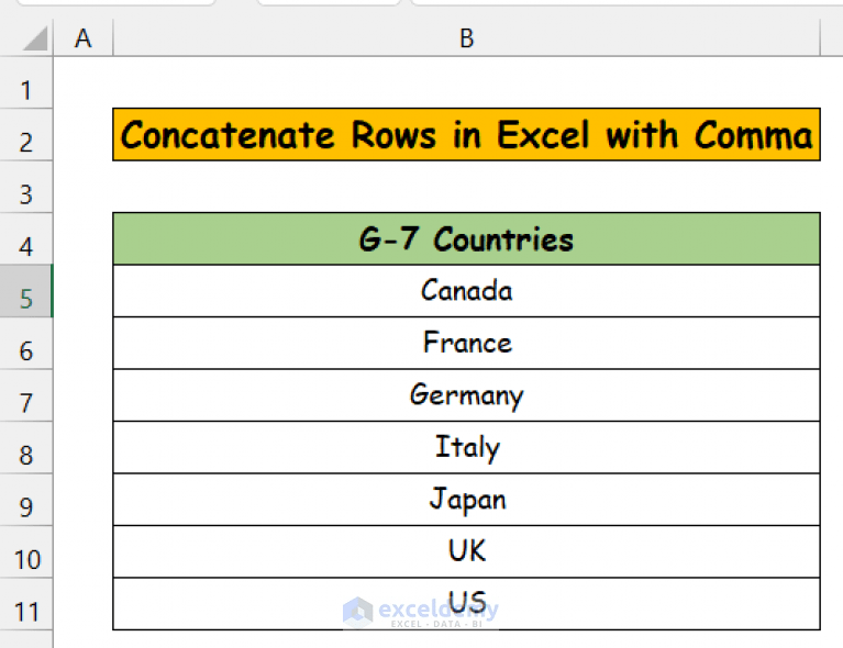 How to Concatenate Rows in Excel with Comma (4 Easy Methods)