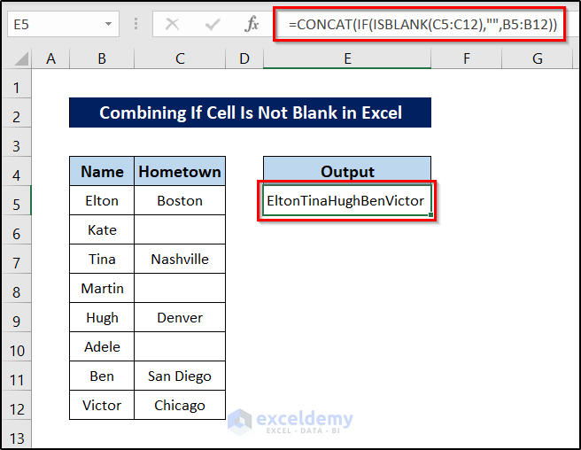 How to Concatenate Cells with If Condition in Excel (5 Examples)
