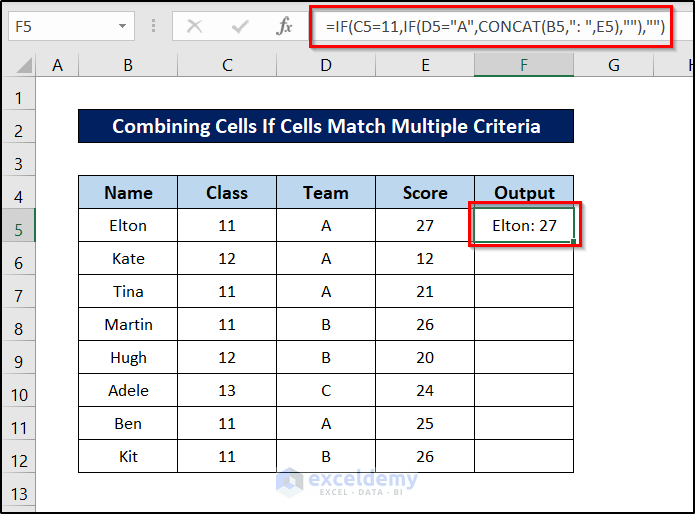 How to Concatenate Cells with If Condition in Excel (5 Examples)