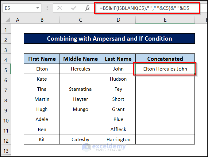 How to Concatenate Cells with If Condition in Excel (5 Examples)