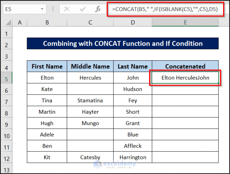 How to Concatenate Cells with If Condition in Excel (5 Examples)