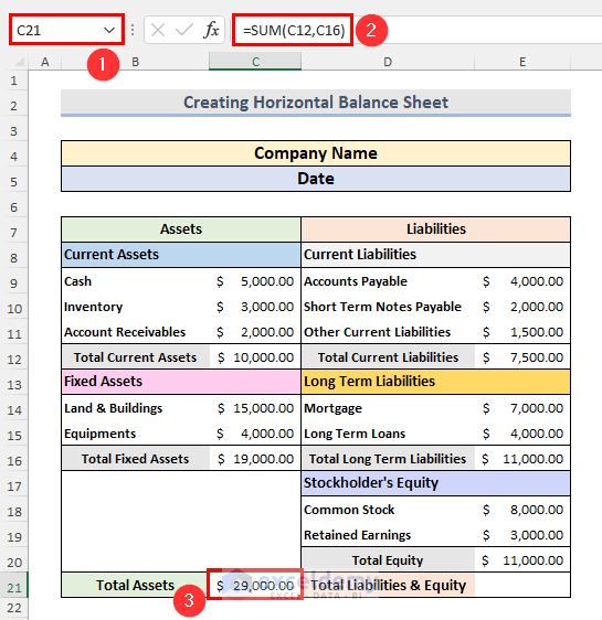 Create Horizontal Balance Sheet Format in Excel ExcelDemy