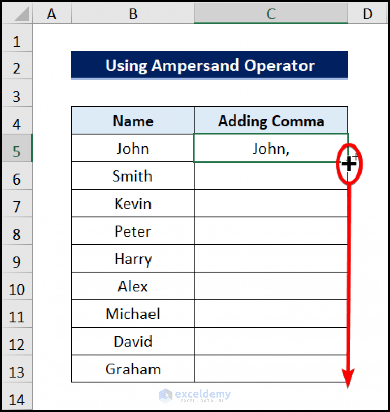 How to Add Comma in Excel at the End (5 Methods) ExcelDemy