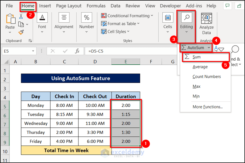 How to Calculate Total Time in Excel (6 Suitable Examples)