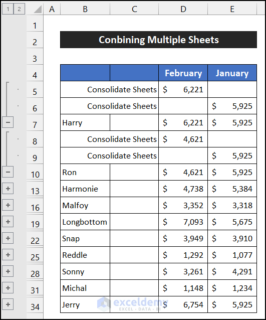 How to Consolidate Sheets in Excel (2 Suitable Examples)