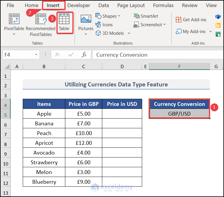 How to Convert GBP to USD in Excel 4 Suitable Methods