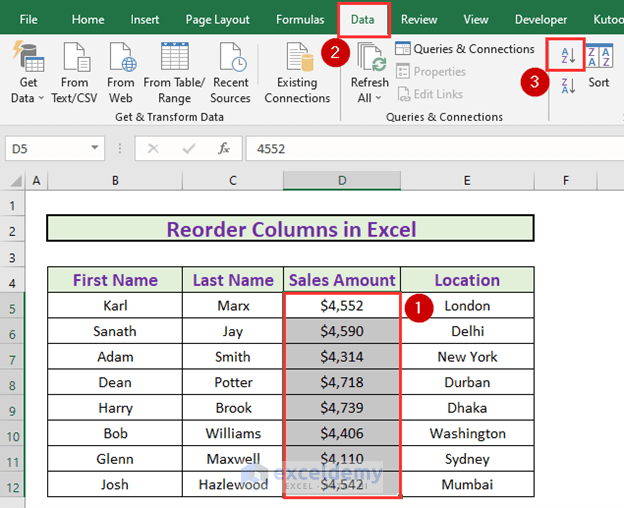 How to Reorder Columns in Excel (4 Easy Methods) ExcelDemy