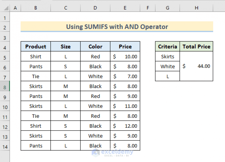 How to Use SUMIFS Function with Multiple Sheets in Excel