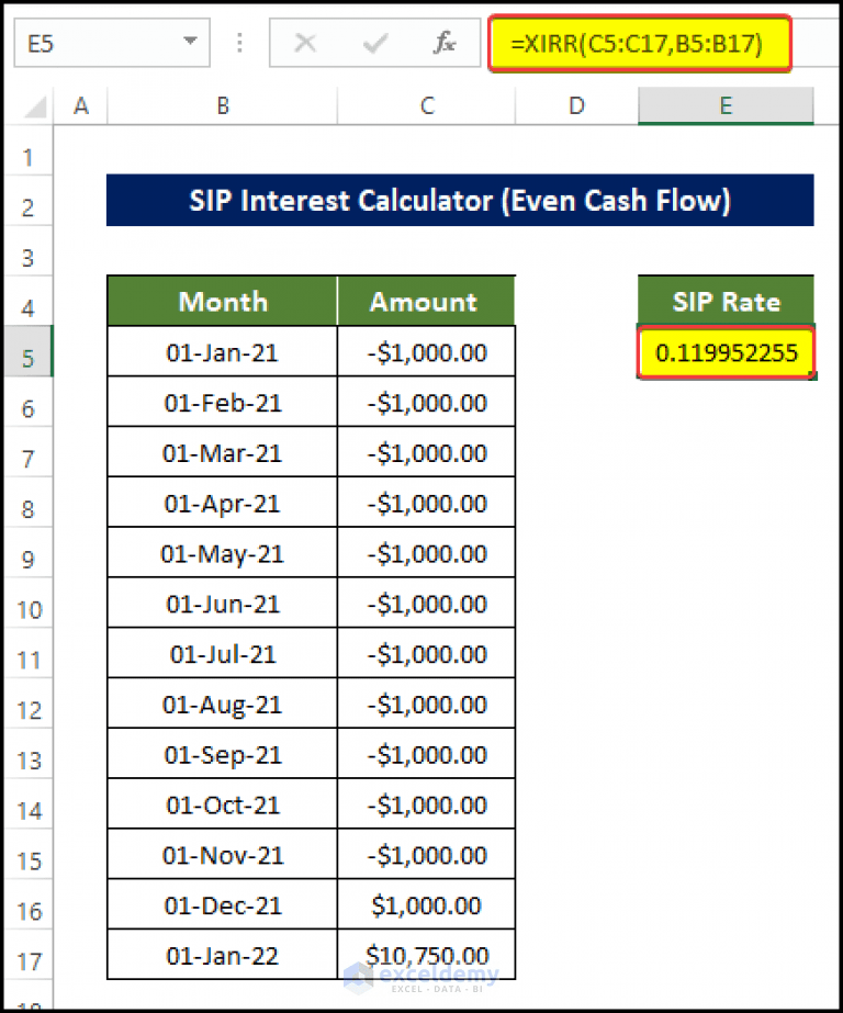 How to Create SIP Interest Calculator in Excel (with Easy Steps)