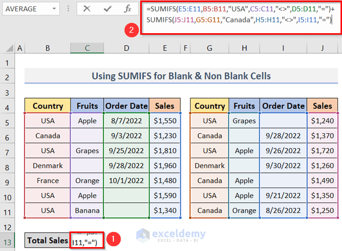 Excel SUMIFS with Multiple Sum Ranges and Multiple Criteria