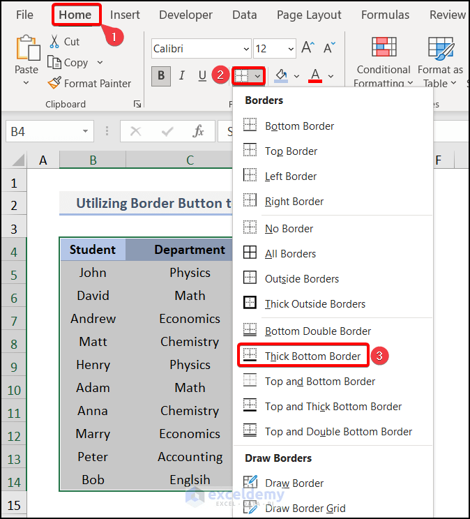 How to Add Thick Box Border in Excel (4 Easy Methods)
