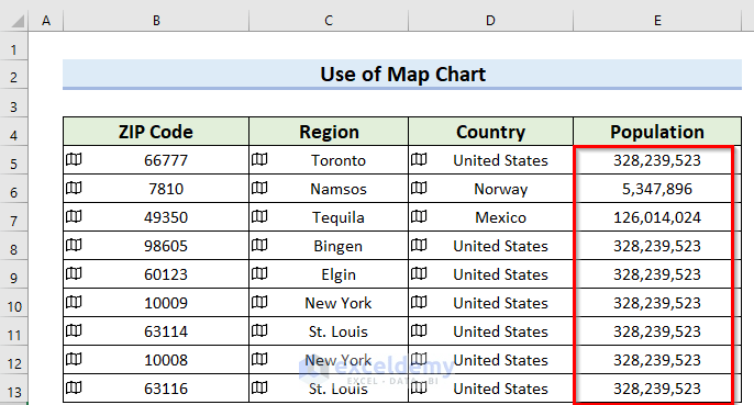 How to Map Excel Data by ZIP Code (2 Easy Methods)