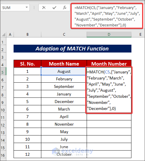 How to Convert Month Name to Number in Excel (5 Suitable Ways)
