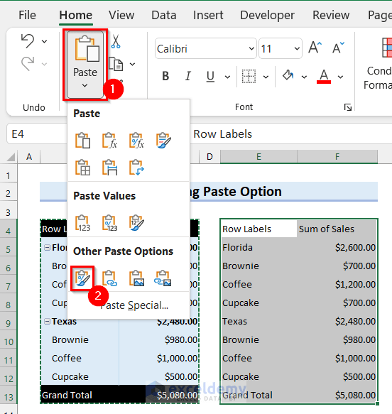 How to Copy and Paste Pivot Table Values with Formatting in Excel