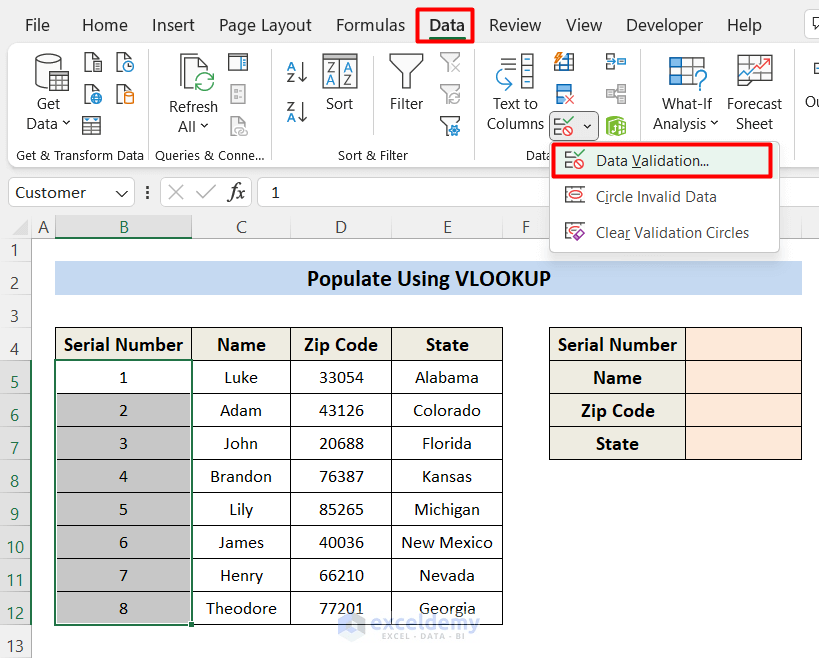 How to Auto Populate Zip Codes in Excel (3 Simple Ways)