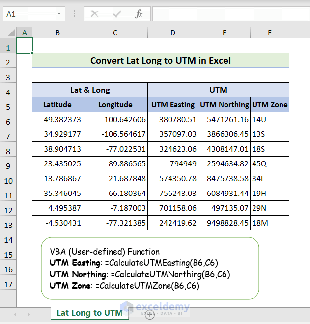 How to Convert Lat Long to UTM in Excel (with Easy Steps)