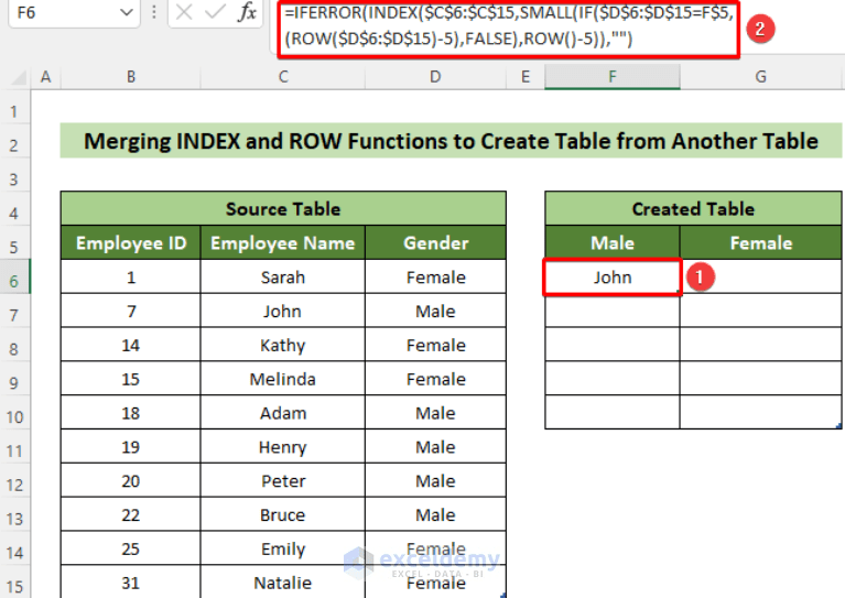 How to Create Table from Another Table with Criteria in Excel