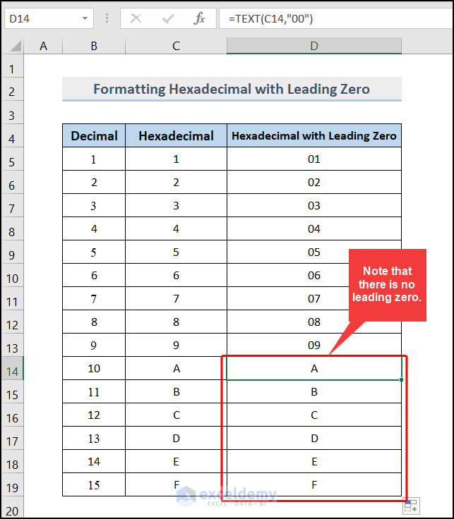 How to Format Hex Numbers with a Leading Zero in Excel 2 Steps