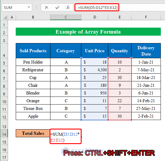 How to Copy Array Formula in Excel (3 Easy Methods)